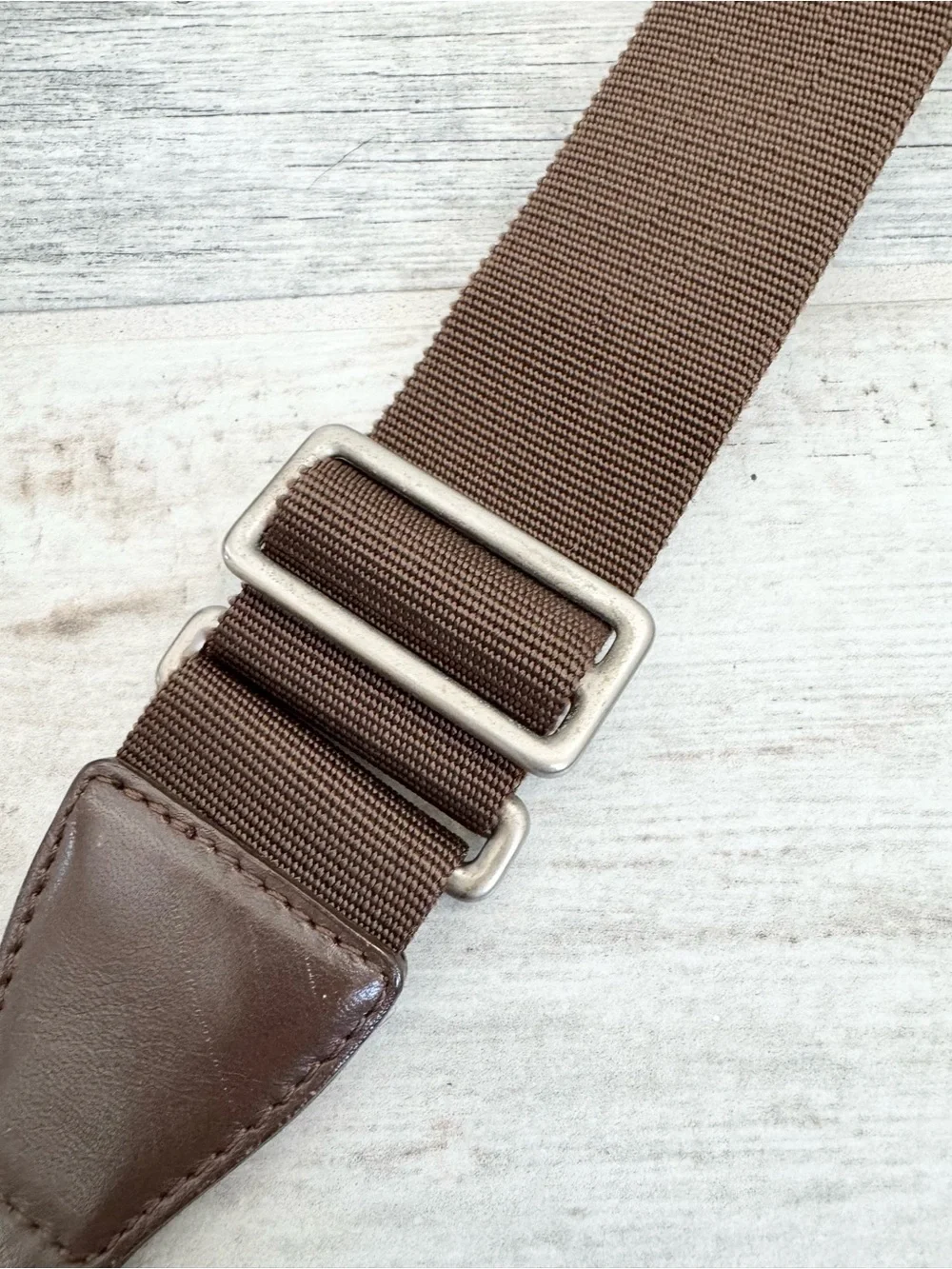Chanel Brown Nylon Leather Adjustable Shoulder Strap